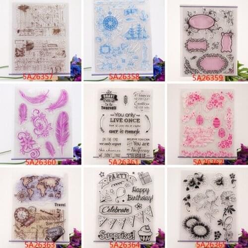 Clear Feather Transparent Stamp DIY Craft Silicone Rubber Scrapbooking Decor M17D