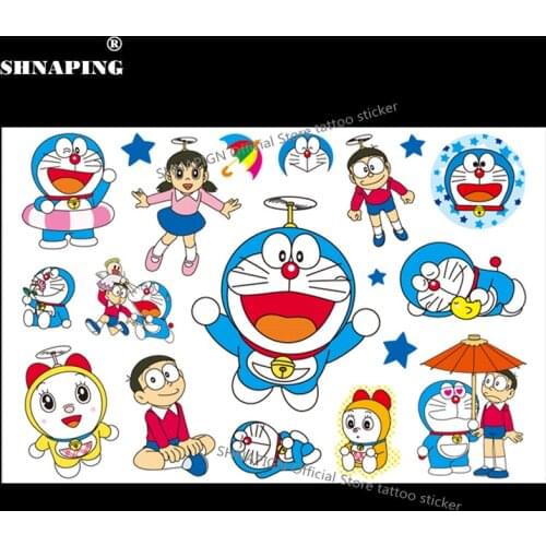 SHNAPIGN Doraemon Cat Child Temporary Tattoo Body Art Flash Tattoo Stickers 17*10cm Waterproof Henna Tatoo Styling Wall Sticker