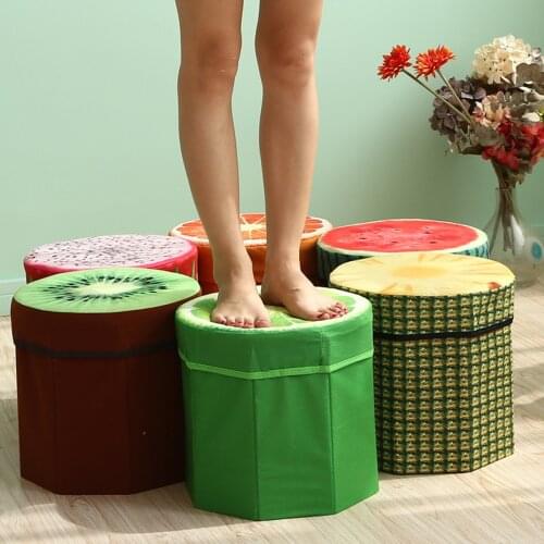 Creative Fruit Folding Storage Organizer Ottoman Stool Footstool Seat Storage Box Size Small Storage box Organizer