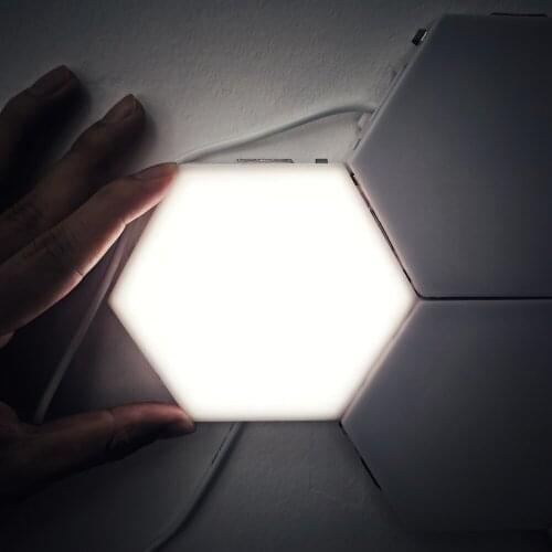 Modern LED Night Lights for Home Decoration, Hexagon Touch LED Night Lamp Quantum Modular Sensitive Lamp Bedroom Bedside Lamp