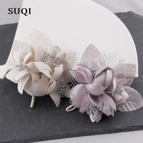 SUQI Vintage brooches Pin for Womens silk yarn full dress Brooches Jewelry Rose Flowers Brooches Pins man Lapel brooches pins