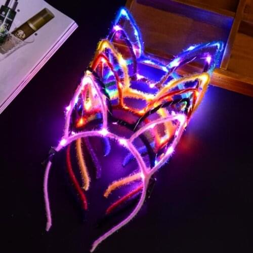 LED Light Up Glowing Rabbit Ear Headband Bunny Women Girl Flashing Headwear Easter Cosplay Fancy Dress Props Christmas Hairband