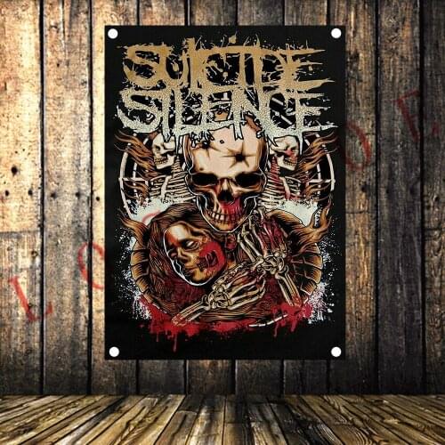 Rock Heavy metal Music Tattoo Poster Tapestry Pop Band Banner HD Four Holes Flag Mural Hanging Painting Bar Cafe Home Decor