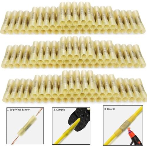 500/300/200/100PCS Heat Shrink Crimp Terminals Waterproof Fully Insulated Seal Butt Electrical Wire Connectors 4.0-6.0mm2