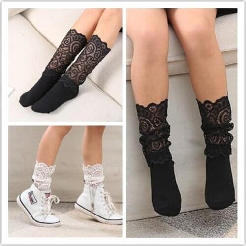 Baby Girls Boys Uniform High Socks Tube Lace Ruffled Infants Toddlers Socks Childrens Long Socks For Girls