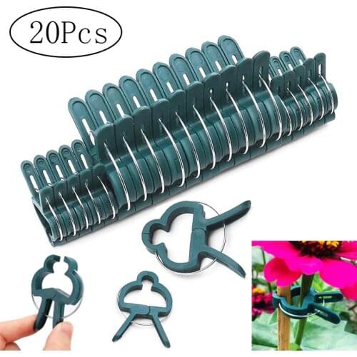 20Pcs Plant Support Clips Tomato Flower Vine Seedling Stem Bracket Pole Fixed Clamps Reusable Grafting Stakes Connector Clip