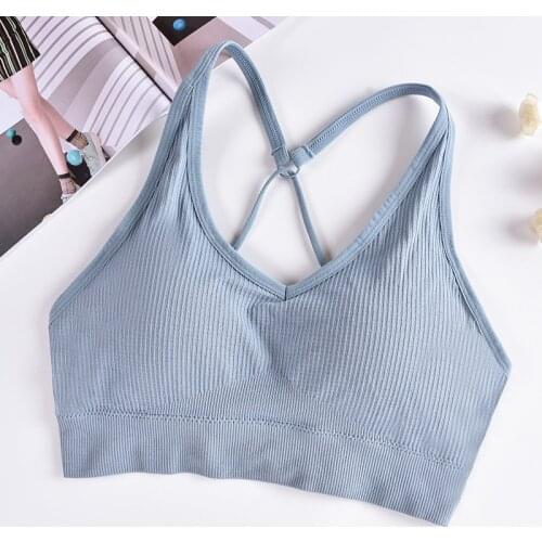 Women Crop Top Tube Top Seamless Top Fitness Underwear Sport Female Active Bras Cross Back Sexy Lingerie Padded Bandeau Top