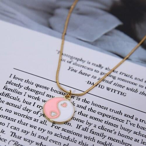 2021 Summer Fashion 18K Gold plated Tai Chi Yin Yang Balance Pendant Necklace For Women Girl Trendy Jewelry Gift