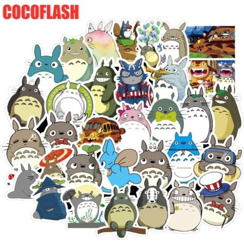 10/50Pcs/set Cartoon Anime Hayao Miyazaki Totoro Stickers For Guitar DIY TOY Motorcycle Car Skateboard Snowboard Laptop