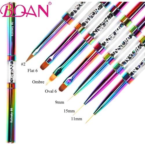 Kolinsky Acrylic Nail Brush Nail Art Mink Brush Double Head Metal Handle Gel Builder Manicure Brush Good Quality Drawing Tools