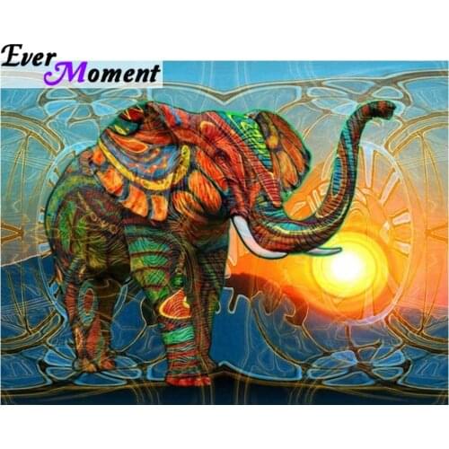 Ever Moment Diamond Painting 5D DIY Color Elephant Sun Do ItYourself Painting Embroidery Full Embroidery Animal Art Decor ASF867