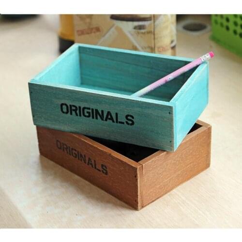 ANGRLY Christmas 19x13x6.5cm Wood Flowerpot Retro Office Desktop Cosmetics Home Box Fleshy Wooden Flowerpot Wedding Decoration