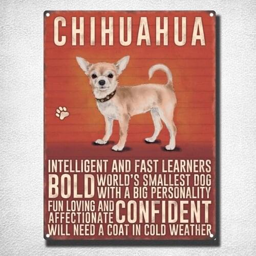 Chihuahua signo cartel de hojalata Vintage Bar Pub casa cartel Metal Arte de la pared signo 7,8x11,8 pulgadas
