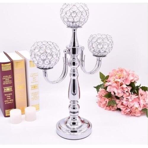Elegant 3 arms candelabra 55 cm tall metal candle holder for wedding table / events/ party centerpiece/ home decor 10 pcs/ lot