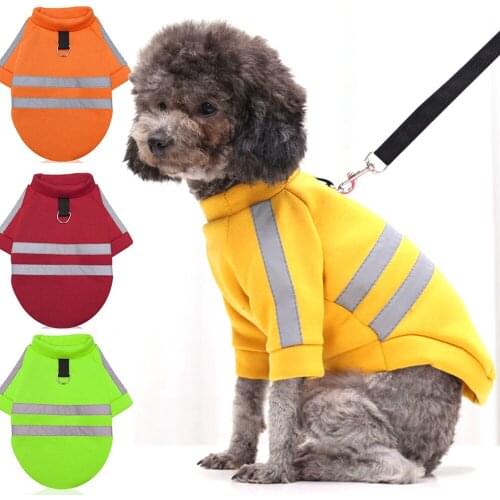 Fleece Dog Jacket Pullover Dogs Sweatshirts Warm Pet Coat for Fall Winter Reflective Dog Clothes Night Visible Harness Vest