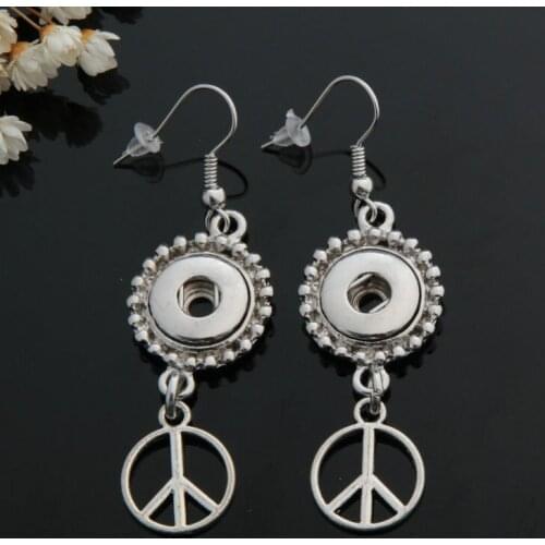 Hot sale JA0033 Peace Symbol metal snap earrings fashion pair fit 12mm snap buttons DIY earrings wholesale beauty