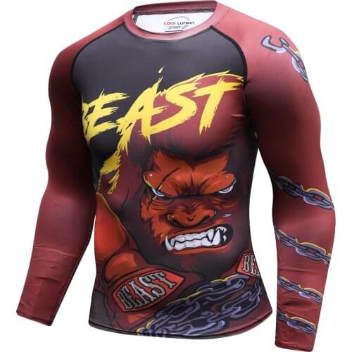 Factory Hot Sale Full Printing Fitness Long Sleeves Rash Guard Fashion Gym T Shirt kimono jiu jitsu Tops
