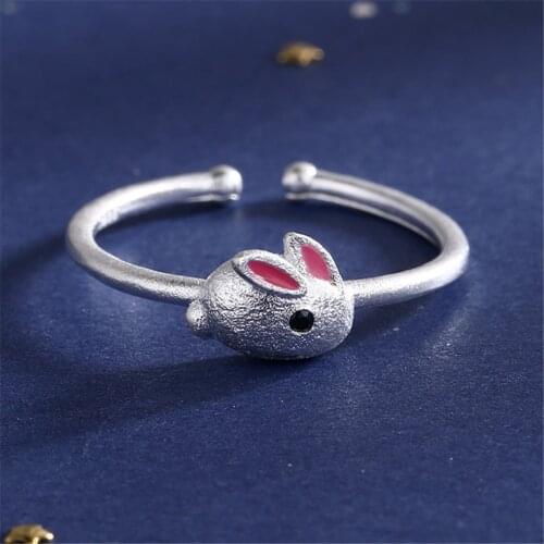 Wholesale Cute Animal Pink Animal Imitation Jewelry For Women Rabbit Bunny Unusual Rings For Girls Female S Pinky Ring
