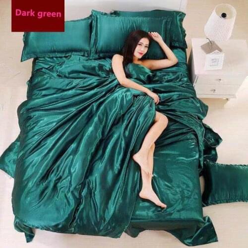 2019 New multi-color ice silk 4 piece set bedding high quality ice silk satin satin soft comfortable bed 4 bed sets