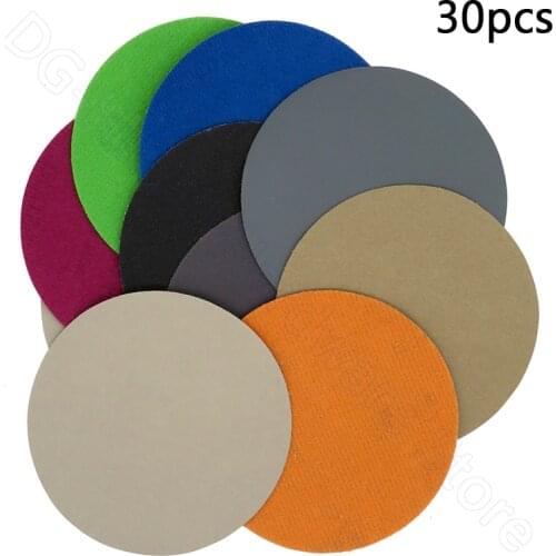 30pcs 4 Inch 100mm Sandpaper Hook Loop Wet and Dry Round Abrasive Flocking Sanding Paper 60 80 100 120 150 180 240-10000 Grit