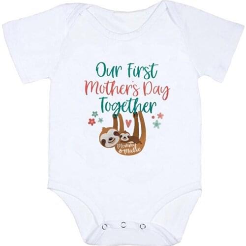 Summer Outfits Newborn Infant Baby Boys Girls Short Sleeves First Mothers Day Print Romper Jumpsuits Clothes Casual Outfits