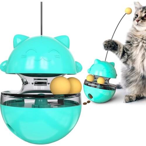 Tumbler Cat Toys Pet Turntable Toy with Licking Ball IQ Training Pet DogTreat Feeder Kitten Toys