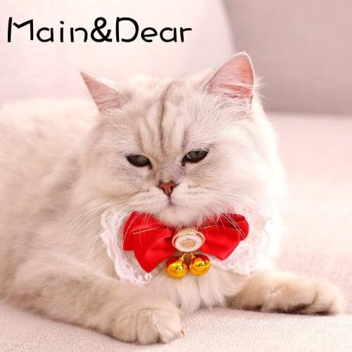 Cute Pet Bow Lace Bell Collar Pet Accessories Safety Adjustable Pet Fashion Necklaces Bell Accessories Small Dog Cat Supplies