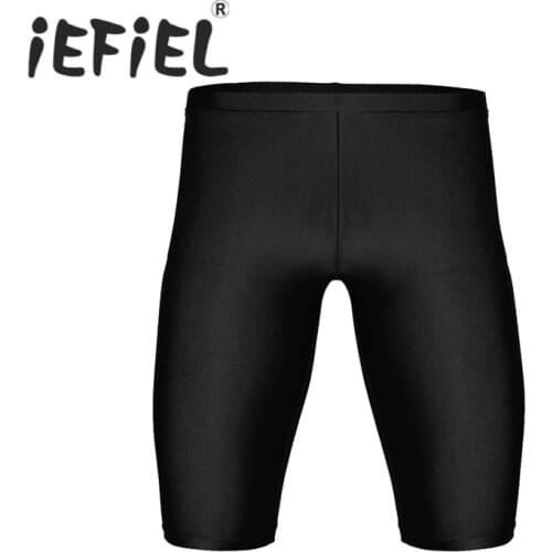 IEFiEL Fashion Mens Summer Elastic Leisure Tight Shorts Quick Dry Compression Workout Gyms Fitness Short Sweatpants 3/4 Trousers