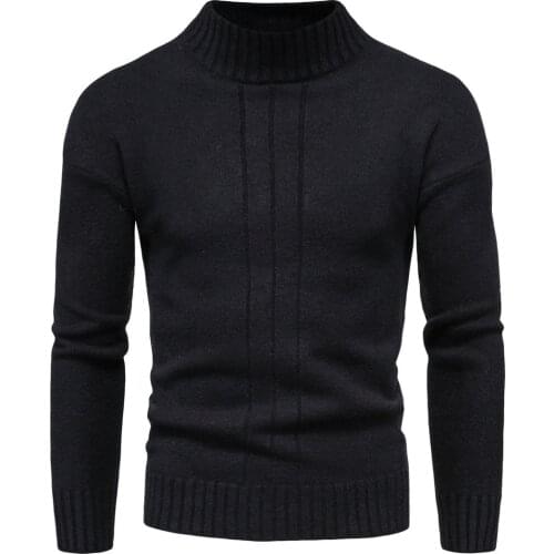 Mens Turtleneck Half Cotton Pullover Autumn Winter Thick Warm Solid Slim Fit No Yq Clothing Knitted Casual Sweater Pull Homme