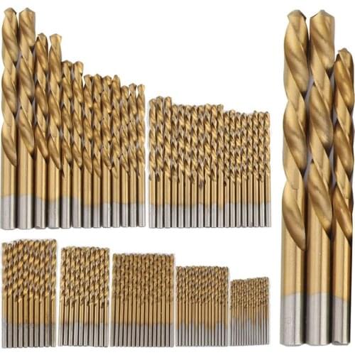 99PCS HSS Twist Drill Bits Set 1.5-10mm Titanium Coated Surface 118 Degree For Drilling Woodworking Iron Electrical Drill