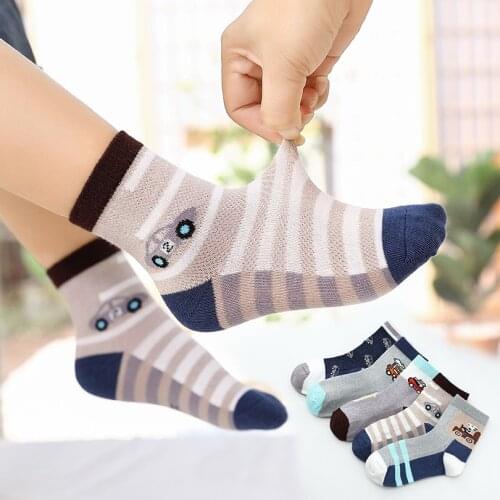 5 Pairs/set 2020 Spring Summer Children Socks Mesh Breathable Car Style Cotton Boys Socks Kids Teens Socks 3 -15 Yrs