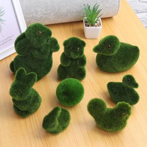Novelty Handmade Artificial Turf Grass Animal Easter Rabbit Home Office Ornament Room Office Decor Easter Bunny Handiwork Gift