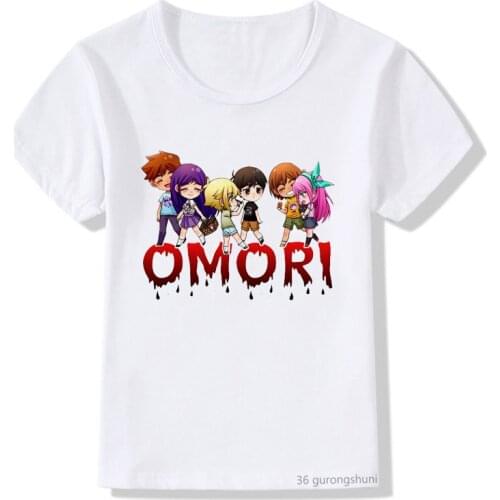 New boys t-shirts video game anime OMORI graphic printing youth tshirt summer hip-hop girls clothes white Shortsleeve shirt tops