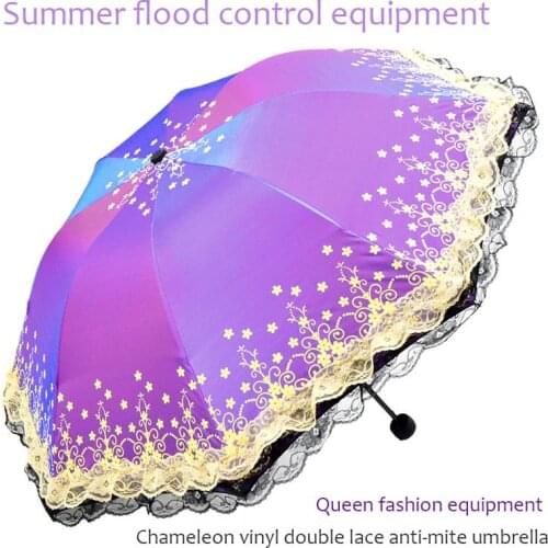 New color flash black plastic sun umbrella folding 2 with umbrella lace sun umbrella