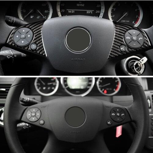 Carbon Fiber Car Steering Wheel Panel Switch Button Sticker Trim For Mercedes Benz C Class W204 2007 2008 2009 2010