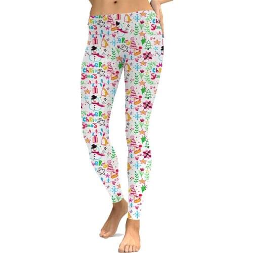 Papertiger Sexy Lady Leggings Snowman Christmas Tree Bell Grass Print Leggings