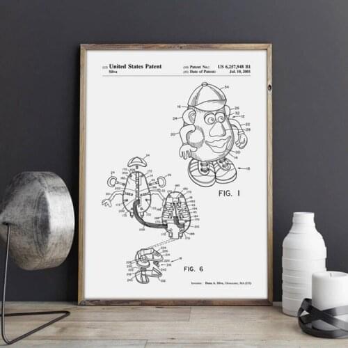Mr Potato Head patent ,TOY artwork drawing, poster, wall decor,vintage print,blueprint,gift idea, picture Decorations