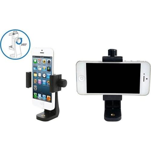 360 degree rotation chuck Cell Phone Holder mount bracket Adapter Clip with 1/4 screw for 54mm-102mm phone vertical & horizontal