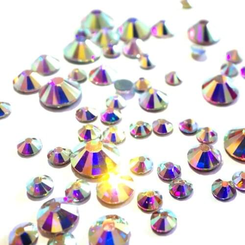 AAAAA Best Quality Clear AB Crystal Hot Fix Rhinestone Super Bright Glass Strass Hotfix Iron On Rhinestones For Fabric Garment