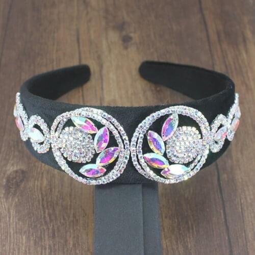 Luxulry Vintage Baroque Flower AB Crystal And Beads Headband Elegant Rhinestone Pearl Hairband For Women Party Hair Accessories