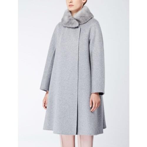 Savabien Women Coats And Jackets Winter Solid Faux Fur Collar Loose Oversized Woolen Coat Elegant Vintage Cape Coat Outerwear