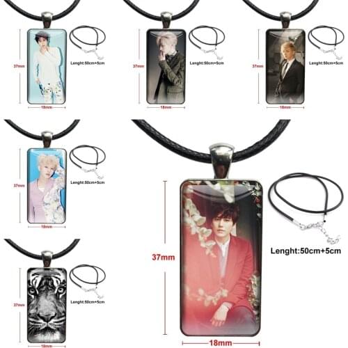 Super Junior Suju Lee Dong Donghae Glass Pendant Galaxy Pendant Necklace Women Steel Plated Necklaces Jewelry For Women Men