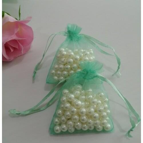 100pcs Light Green Fashion Jewelry Bag Organza Gift Bags Small Drawstring Bag Fabric Bag Women for Jewelry Packaging Display Diy