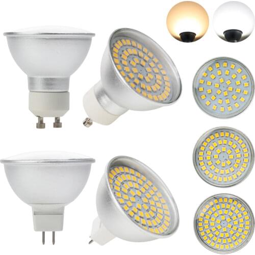 LED Spotlight Bulbs MR16 GU10 4W 6W 8W 3528 SMD Glass Cover Super Bright White Lamp Home Hotel Spot Light DC 12V 24V