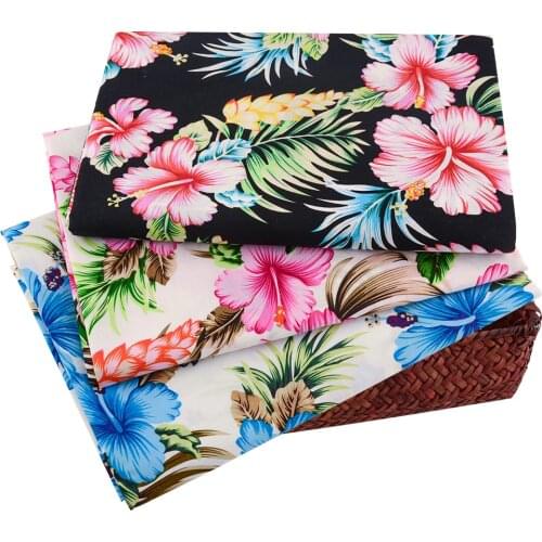 Telas Por Metro Cotton Poplin Fabric Textile Fabric Meter Dress Printed Blue Flora Telas De Algodon Para Patchwork Set Shirt