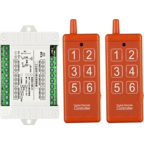 Universal DC12V 24V 6CH rf Remote Control Switch Wireless Relay Receiver Controller usb Rechargeable for Garage\ Door\ LED\ Bulb