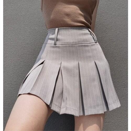 Womengaga Beautiful Girls Striped Pleated Skirt 2021 New Womens Spring And Summer Black High Waist A-line Pleated 4w91