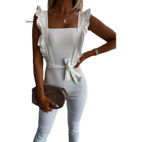 Summer Fashion Sleeveless Jumpsuits for Women 2021 High Waist Playsuit Clubwear Bodysuit Rompers with Belt