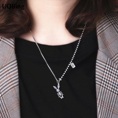 Vintage Solid 925 Sterling Silver Rabbit Pendant Necklaces For Female Birthday Gifts Jewelry