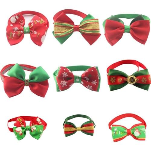 10pcs/Lot Christmas Dog bowtie Pet Cat Bowtie Collar Dogs Bow Ties X'mas Dog Tie Pet Accessories